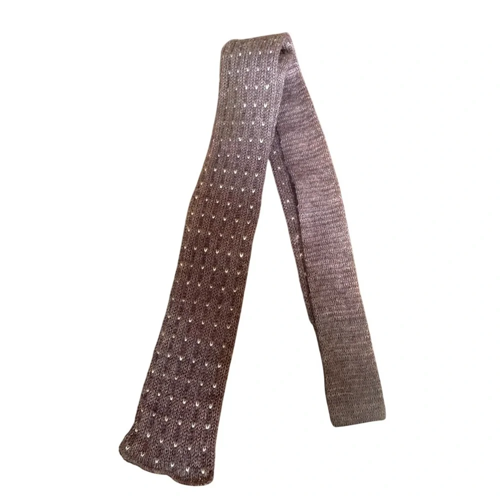 Rooster Roosternit Mens Wool Knit Tie Brown White Geometric Pattern‎ Birdseye